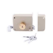[AUS-212500] CERRADURA DE SOBREPONER DER INSTALA FACIL BEIGE ACERO LATON CON DOBLE CILINDRO(AU-715)