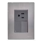 [AXO-INOX2007] PLACA ARMADA INOX C/APAGADOR SENCILLO PARA ESCALERA + 1 CONTACTO 1.5 DE 1 MODULO OXFORD