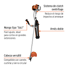 [HIG-DG-52CC-USA] DESBROZADORA EJE RECTA A GASOLINA 52CC MANGO TIPO BICICLETA C/ARNES A CARGA Y ACCS