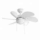 [VEK-7662-USA] VENTILADOR PARA TECHO 30" 3 VEL. 60W, 6 ASPAS BLANCO ACABADO BLANCO CON SOCKET PARA LAMPAR