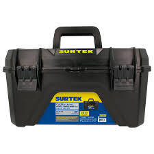[SUR-CPS19NT] CAJA PARA HERRAMIENTA PLASTICA COLOR NEGRO16" CON BROCHES PLASTICOS Y CHAROLA