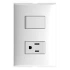 [FOR-FZA5129SS] CONTACTO ELECTRICO CON PLACA 2P+T 15A SIN PROTECCION INFANTIL CON APAGADOR 1 VIA 10A 127V