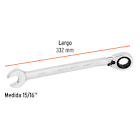 [EXP-13648] LLAVE COMBINADA MATRACA REVERSIBLE 15/16'X332MM LARGO,EXPERT