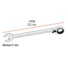 [EXP-13728] LLAVE COMBINADA MATRACA REVERSIBLE 17MMX223 MM LARGO, EXPERT