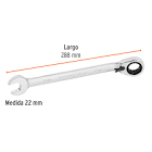 [EXP-13760] LLAVE COMBINADA MATRACA REVERSIBLE 22MMX288 MM LARGO, EXPERT