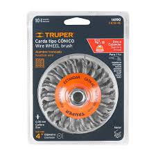 [TRU-14190] CARDA TIPO CÓNICO 4' ALAMBRE TRENZADO, EJE 5/8'-11, TRUPER