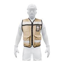 [TRU-14668] CHALECO BRIGADISTA CON CINTAS REFLEJANTES, COLOR BEIGE