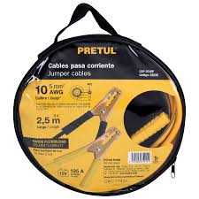 [PRE-22808] CABLES PASA CORRIENTE 2.5M, 125 A, 10 AWG, CON FUNDA, PRETUL