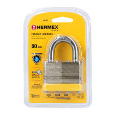 [HER-23504] CANDADO LAMINADO, 50MM, GANCHO CORTO, BLISTER, HERMEX BASIC
