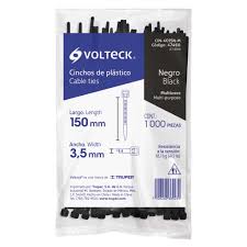 [VOL-47468] BOLSA CON 1000 CINCHOS PLÁSTICOS 40 LB, 150X3.5 MM, NEGROS
