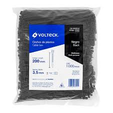 [VOL-47469] BOLSA CON 1000 CINCHOS PLÁSTICOS 40 LB, 200X3.5 MM, NEGROS