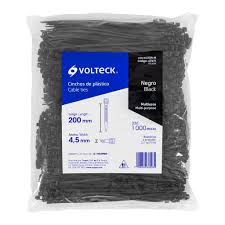 [VOL-47471] BOLSA CON 1000 CINCHOS PLÁSTICOS 50 LB, 200X4.5 MM, NEGROS