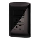 [VOL-47593] PLACA ARMADA 2 CONTACTOS E INTERRUPTOR,NEGRO, LÍNEA ITALIANA