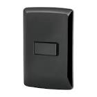 [VOL-47600] PLACA ARMADA 1 INTERRUPTOR ESCALERA, NEGRO, LÍNEA ITALIANA